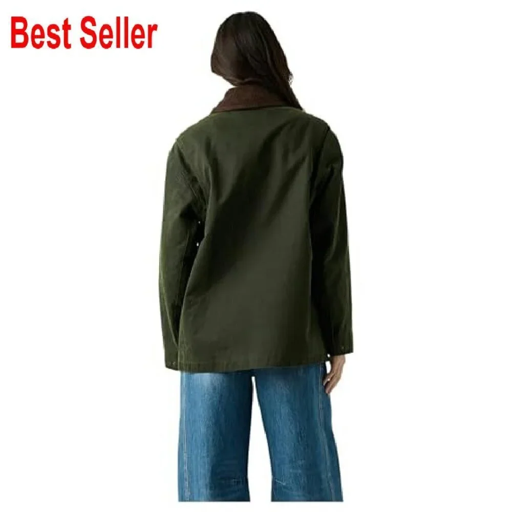Coated Barn Jacket Corduroy Collar Casual Chic Retro Oversized Fit
